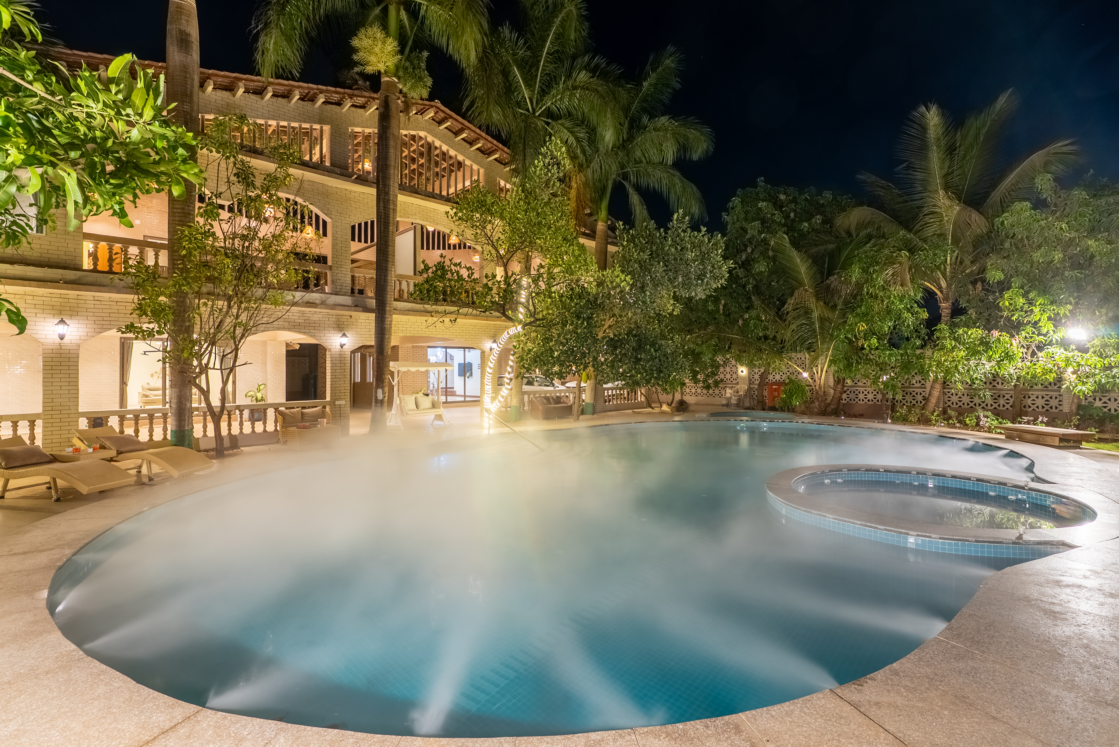 Pool with misting at Vanilla Estate